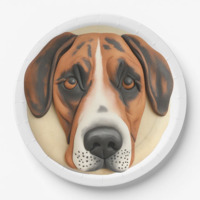 Great Dane Dog 3D Inspired Paper Plate (Front)