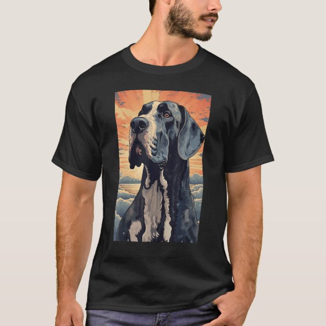 Great Dane Dog Aesthetic Japanese Ukiyo e 1 T-Shirt (Front)