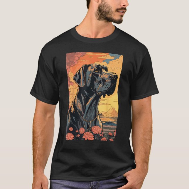Great Dane Dog Aesthetic Japanese Ukiyo e 3 T-Shirt (Front)