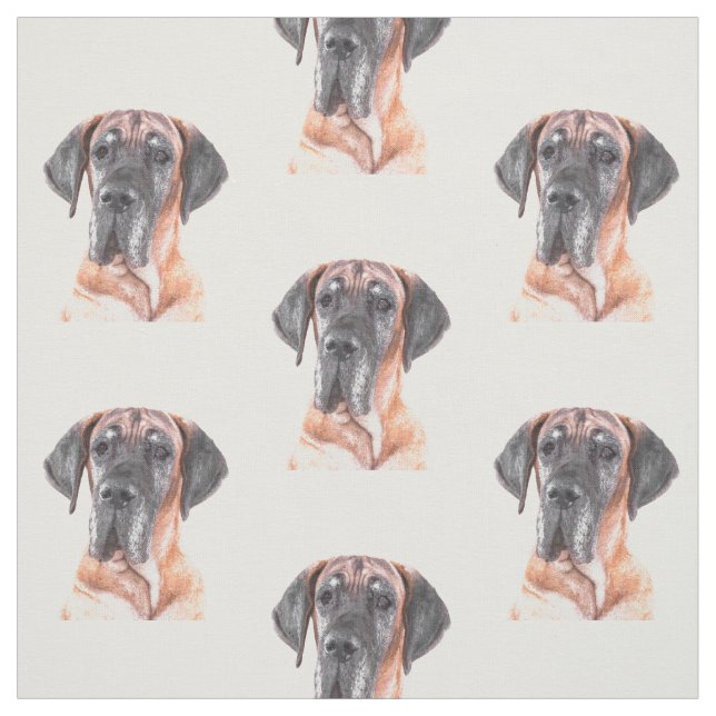 Great Dane Dog Animal Portrait Fabric (Swatch)