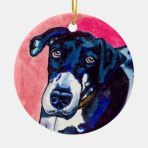 Great dane dog art cute original ink drawing ceramic tree decoration