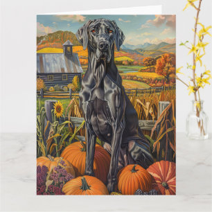 Great Dane Dog Autumn Harvest Thanksgiving Card