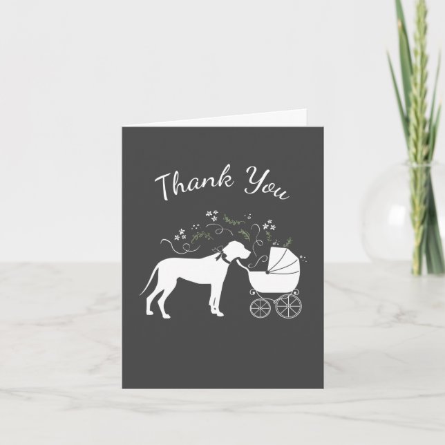Great Dane Dog Baby Shower Puppy Grey Thank You Card (Front)