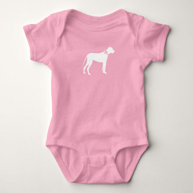Great Dane Dog Baby Shower Puppy Pink Girl Baby Bodysuit (Front)