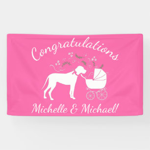 Great Dane Dog Baby Shower Puppy Pink Girl Banner