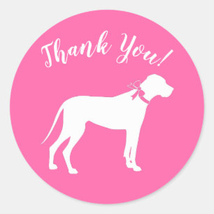 Great Dane Dog Baby Shower Puppy Pink Girl Classic Round Sticker