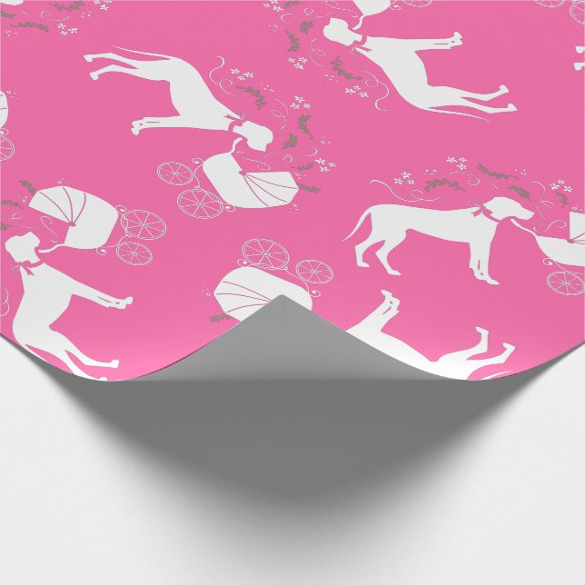 Great Dane Dog Baby Shower Puppy Pink Girl Wrapping Paper (Corner)