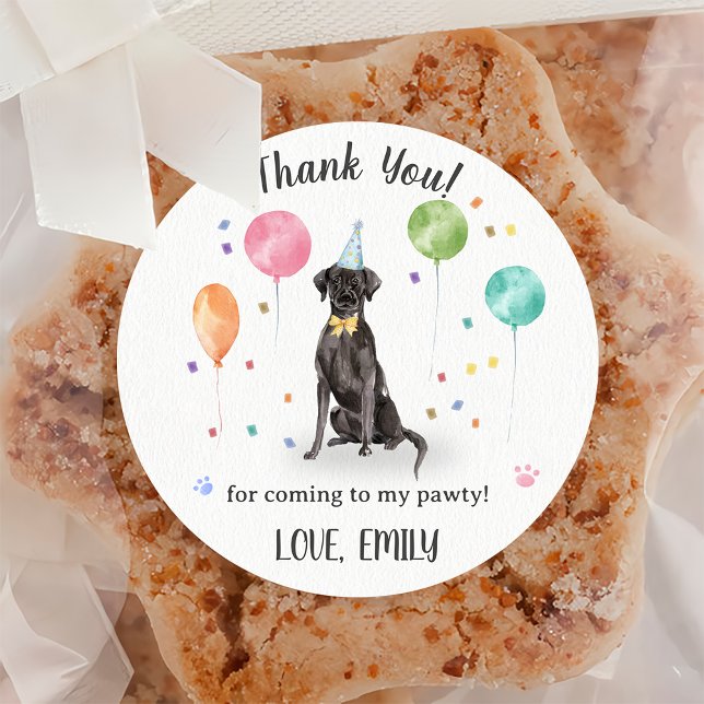 Great Dane Dog Birthday Thank You Classic Round Sticker (Creator Uploaded)
