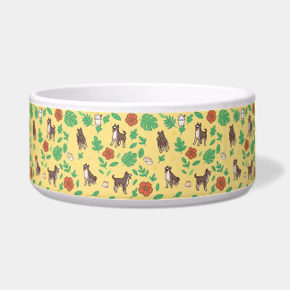 Great Dane Dog Bowl with Summer Floral Kawaii Dog