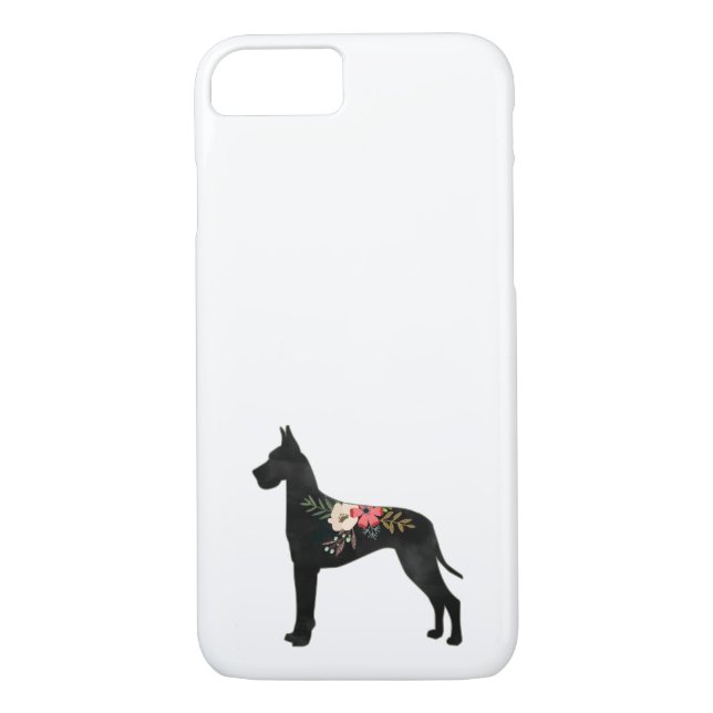 Great Dane Dog Breed Boho Floral Silhouette C Case (Back)