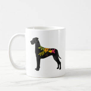 Great Dane Dog Breed Boho Floral Silhouette N Coffee Mug