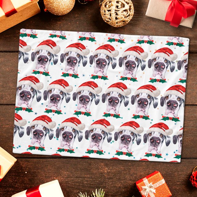 Great Dane Dog Breed Christmas Stars Fleece Blanket (Creator Uploaded)