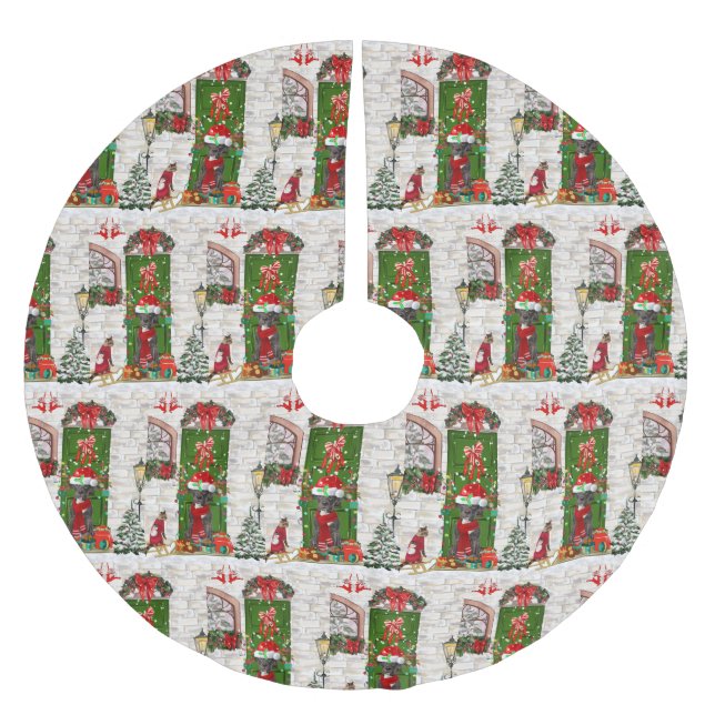 Great Dane Dog Christmas   Brushed Polyester Tree Skirt (Front)