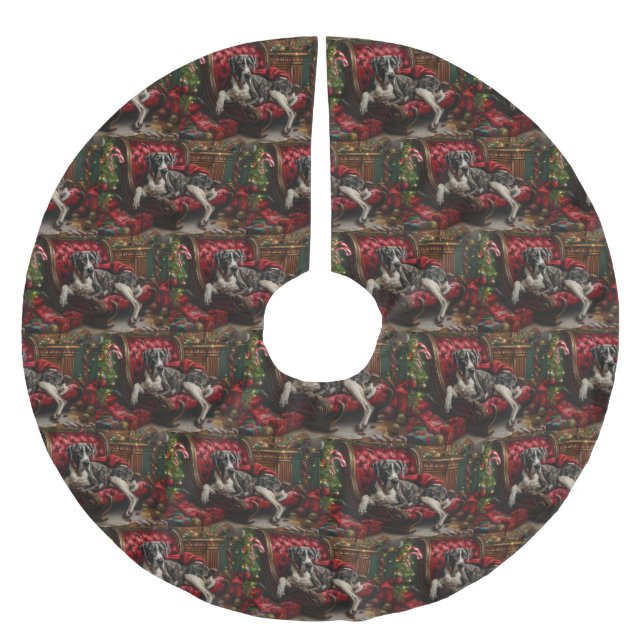 Great Dane Dog Christmas Festive Brushed Polyester Tree Skirt (Front)