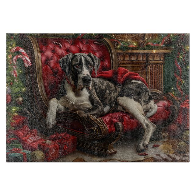Great Dane Dog Christmas Festive Cutting Board (Front)