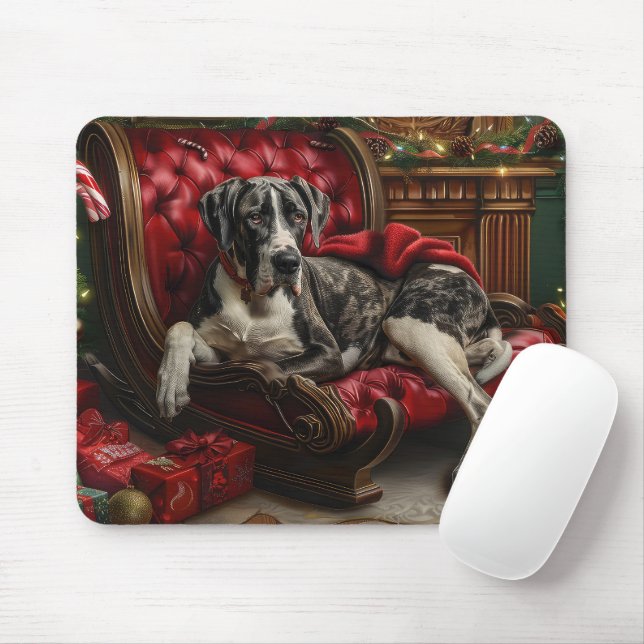 Great Dane Dog Christmas Festive Mouse Pad (With Mouse)