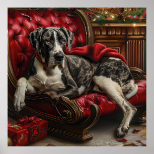 Great Dane Dog Christmas Festive Poster