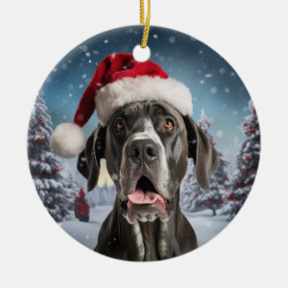 Great Dane Dog Christmas Keepsake Ceramic Ornament