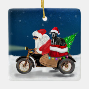 Great Dane dog Christmas Santa Claus   Ceramic Ornament