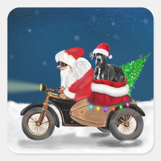 Great Dane dog Christmas Santa Claus   Square Sticker (Front)