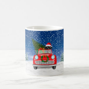 Great Dane Dog Driving Car In Snow Christmas   Coffee Mug