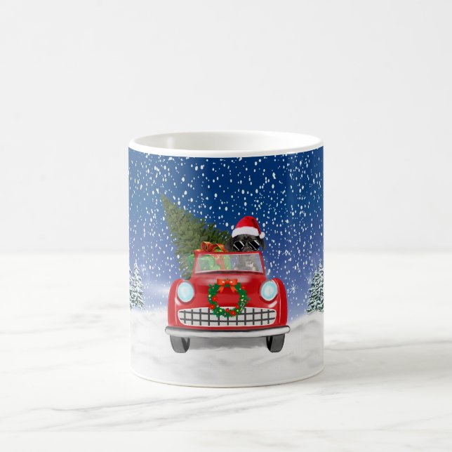 Great Dane Dog Driving Car In Snow Christmas   Coffee Mug (Center)