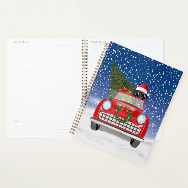 Great Dane Dog Driving Car In Snow Christmas  Planner (Display)