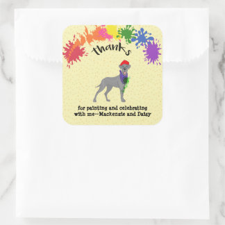 Great Dane Dog Fun Art Birthday Party   Square Sticker