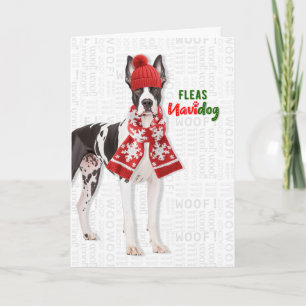 Great Dane Dog Funny Fleas Navidog Christmas Holiday Card