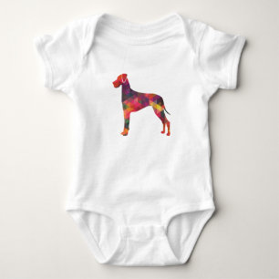 Great Dane Dog Geometric Pattern Silhouette Multi Baby Bodysuit