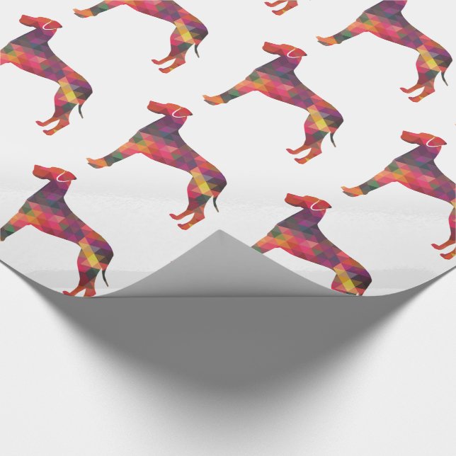 Great Dane Dog Geometric Pattern Silhouette Multi Wrapping Paper (Corner)