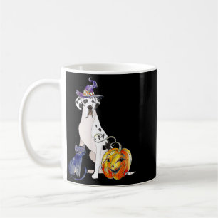 Great Dane Dog Halloween Harlequin Witch Pumpkin Coffee Mug