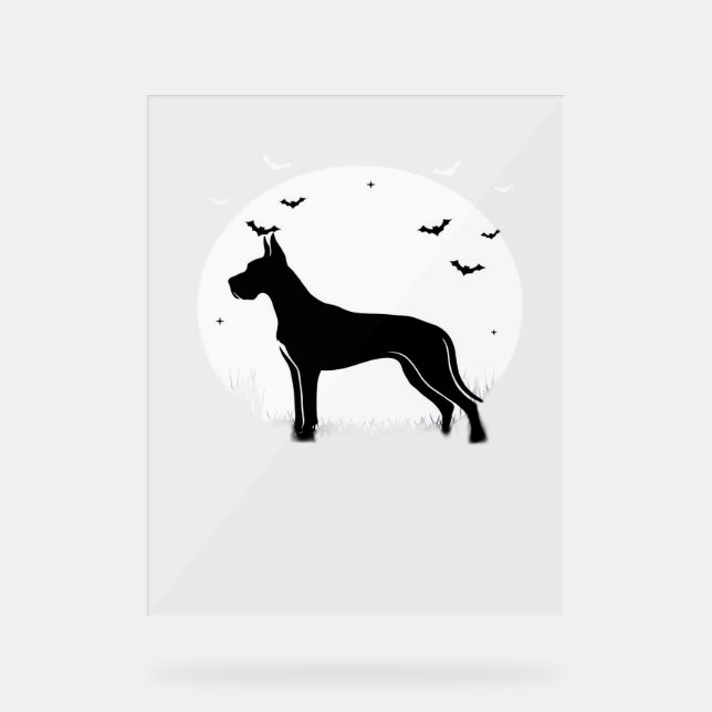 Great Dane Dog – Halloween Moon Silhouette Classic Acrylic Sign (Front)