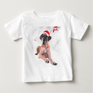 Great Dane Dog Hat Merry Christmas Baby T-Shirt