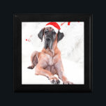 Great Dane Dog Hat Merry Christmas Gift Box<br><div class="desc">A cute Great Dane dog sitting with red Santa hat and Red Christmas Ornament,  A perfect gift on Christmas!</div>