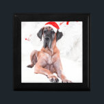 Great Dane Dog Hat Merry Christmas Gift Box<br><div class="desc">A cute Great Dane dog sitting with red Santa hat and Red Christmas Ornament,  A perfect gift on Christmas!</div>