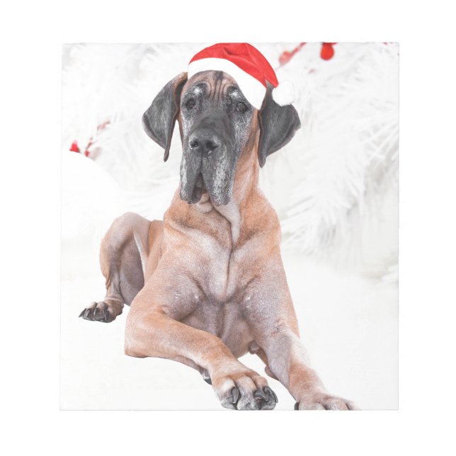 Great Dane Dog Hat Merry Christmas Notepad (Front)