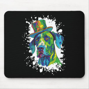 Great Dane Dog Head Irish Funny St Patricks Day Mouse Pad