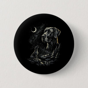Great Dane Dog Howling Moon Vintage 90s Funny 6 Cm Round Badge