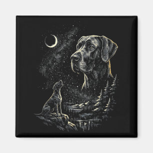 Great Dane Dog Howling Moon Vintage 90s Funny Magnet