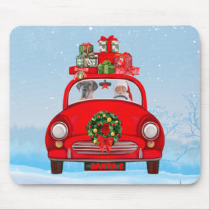 Great Dane Dog In Car With Santa Claus Mouse Pad
