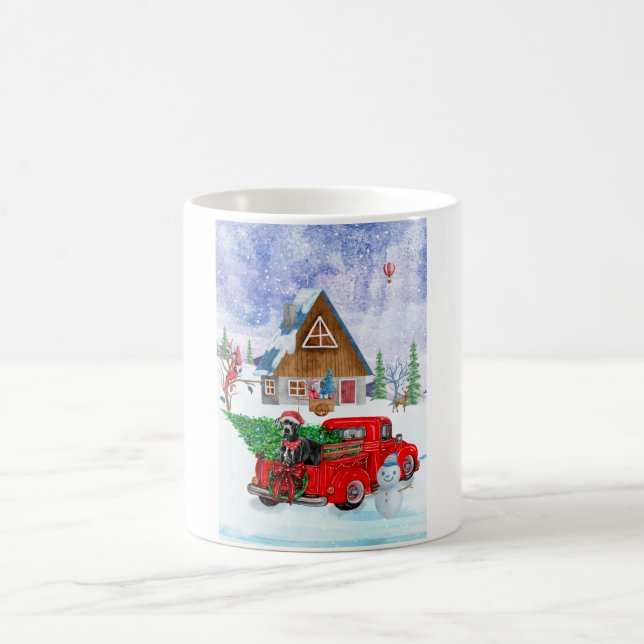 Great Dane Dog In Christmas Delivery Truck Snow Coffee Mug (Center)