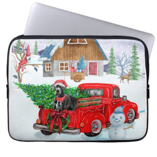 Great Dane Dog In Christmas Delivery Truck Snow Laptop Sleeve