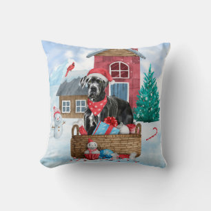 Great Dane Dog In snow Christmas Dog House Cushion