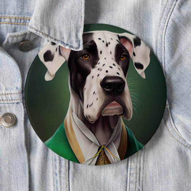 Great Dane Dog in St. Patrick's Day Dress 6 Cm Round Badge (In Situ)