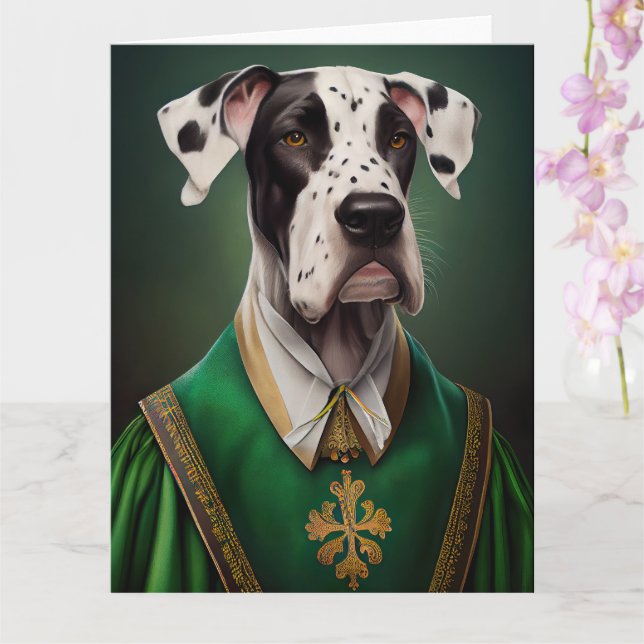 Great Dane Dog in St. Patrick's Day Dress Card (Orchid)