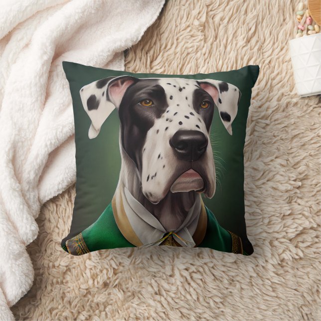 Great Dane Dog in St. Patrick's Day Dress  Cushion (Blanket)