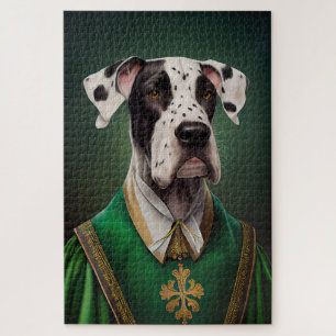Great Dane Dog in St. Patrick's Day Dress Jigsaw Puzzle