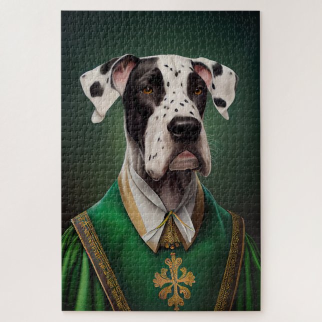 Great Dane Dog in St. Patrick&#x27;s Day Dress Jigsaw Puzzle (Vertical)