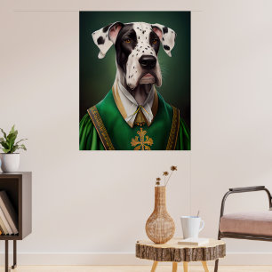 Great Dane Dog in St. Patrick's Day Dress Poster